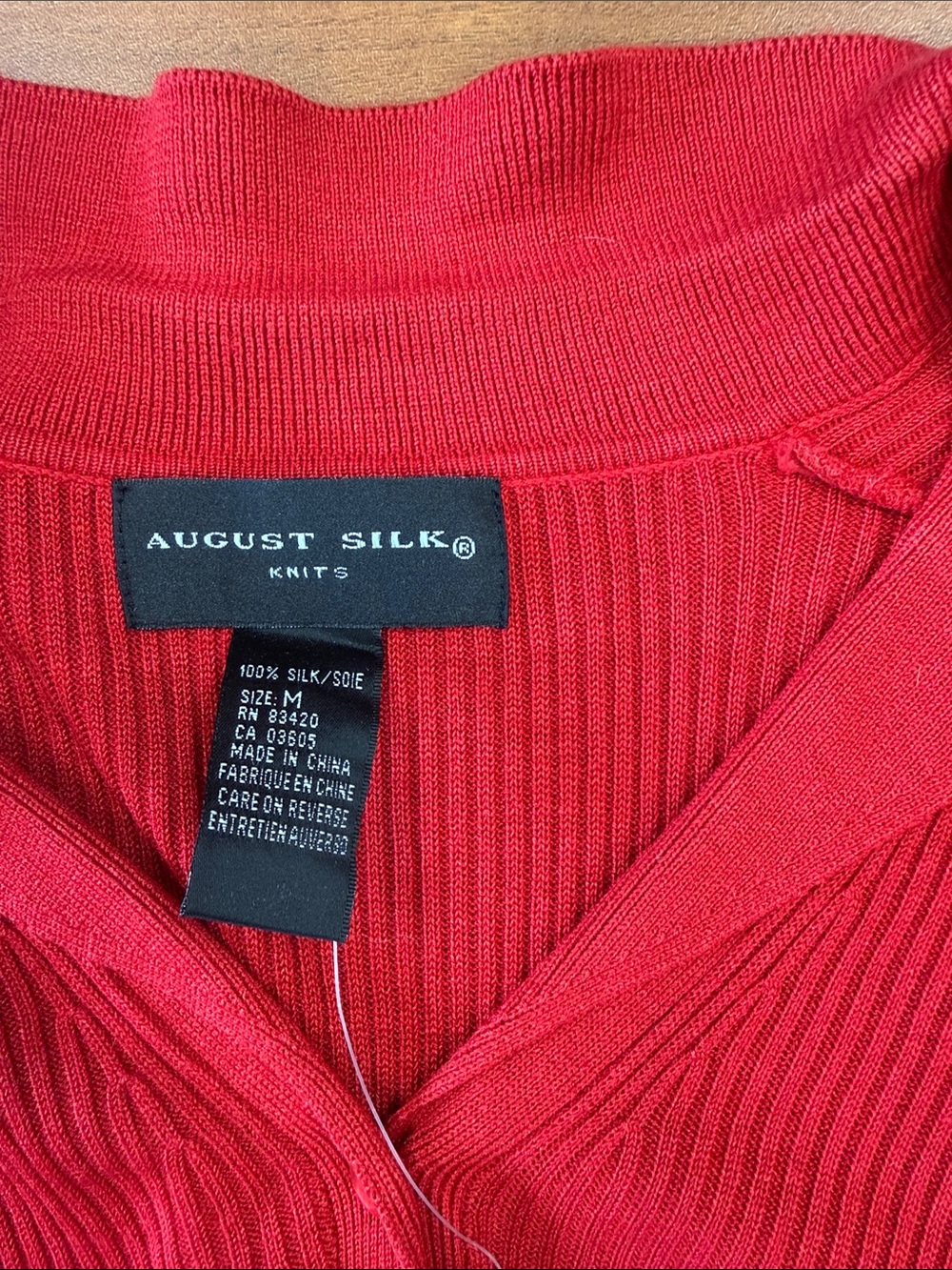 august silk Red Ribbed Button-Up Cardigan - Picture 3 of 6